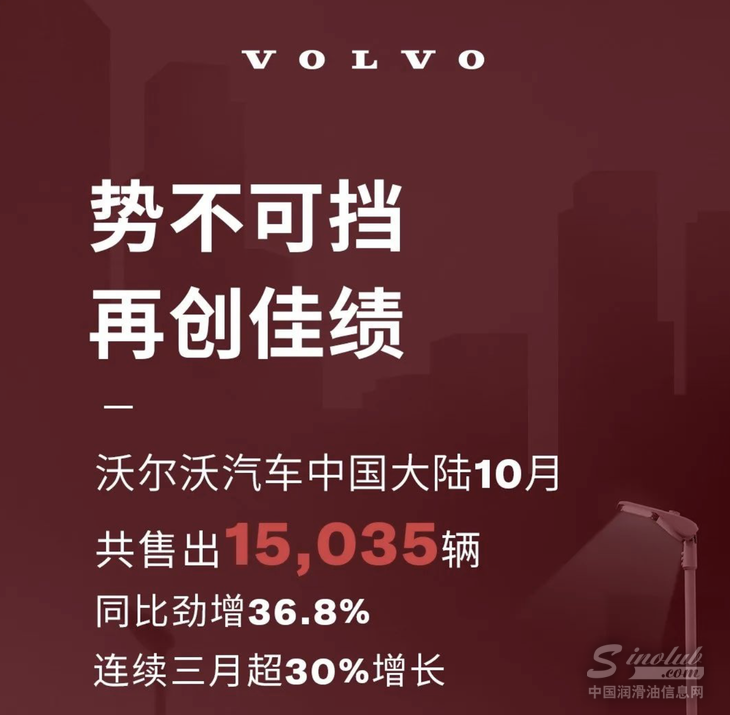 沃尔沃汽车10月销量公布 累计超1.5万辆 
