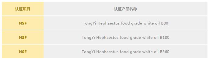 【食品领域的权威认可】统一食品级白油获美