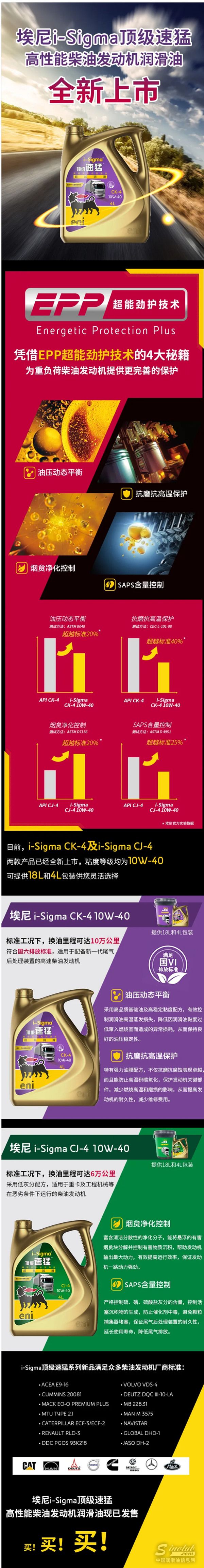 埃尼i-Sigma顶级速猛高性能柴油发动机润滑油全新上市